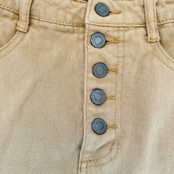 Brandy Melville J. Galt Brown Tan Button Fly Denim Mini Skirt Size Small PacSun - Picture 2 of 8